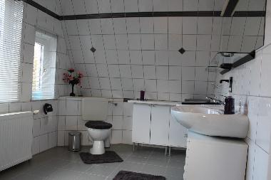 Bad mit 2 Waschbecken, Dusche und WC