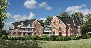 S�d-Ost-Ansicht mit der Ferienwohnung im Erdgeschoss Mitte links