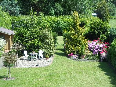 Blick von der Ferienwohnung auf den Garten