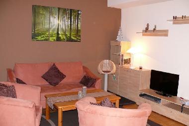 Wohnzimmer mit LED-TV + DVD Player