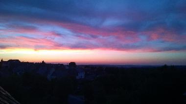 Ausblick bei Sonnenuntergang aus den Ferienwohnungen des Landhaus Nobel-Hobel