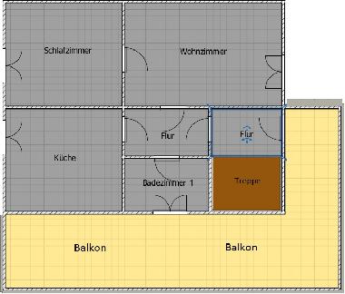 Zimmeraufteilung der Ferienwohnung 2, in der 1. Etage