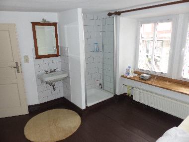 Zimmer 1 mit Dusche und Waschbecken
