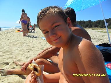 Ponitschki(Pfannkuchen)pause am Strand