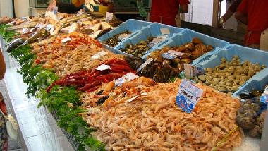 frische Meeresfrchte direkt vom Markt