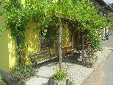 Sitzecke unter der Weinpergola