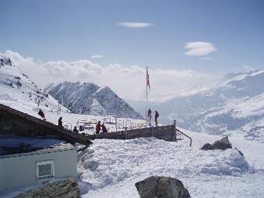 Skien mit Aussicht auf der Aletschgletscher