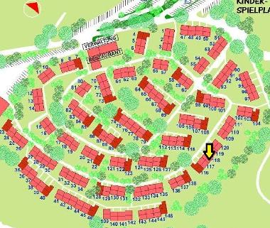 Lageplan der Ferienh�user im Feriendorf Lechbruck am See. Ferienhaus Kn�pfle Haus 118