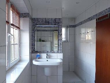 modernes Badezimmer mit ebenerdiger Dusche