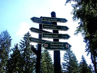 Wegweiser zum Hhenwanderweg Rennsteig