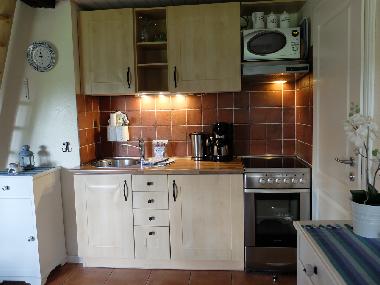 vollst�ndig ausgestattete K�chenzile mit Ceranfeld, Backofen, Mikrowelle, Toaster, Kaffeemaschine, W