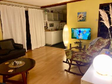 Wohnzimmer mit Blick in die Kche