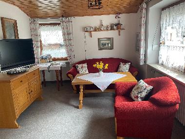 Wohnzimmer  mit Zutritt zum Balkon 
