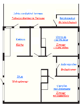 Grundriss des Ferienhauses SOL-21. Meerblick nach vorne + links